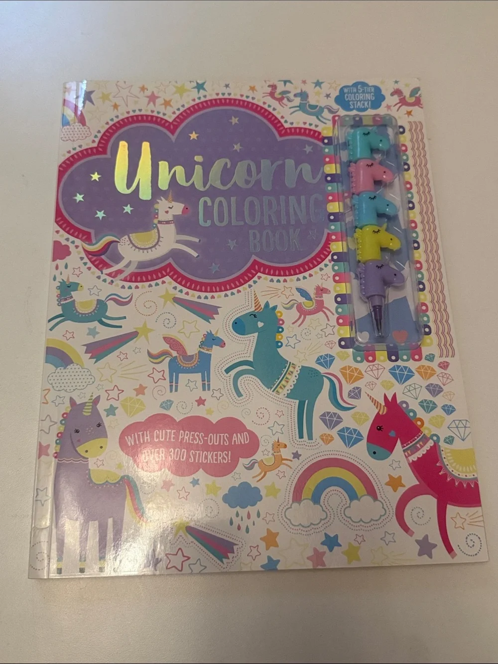 Unicorn Coloring Book with Multicolor Eraser Set